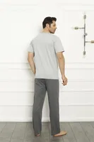 Cepli Baba Oğul Gri Aile Pijama Takım Akbeniz 50102 Gri görsel 7