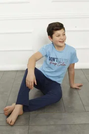 Pamuklu Kısa Kollu Erkek Çocuk Pijama Takımı Akbeniz 20380