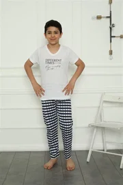 Penye Erkek Çocuk Kareli Pijama Takım Akbeniz 20390
