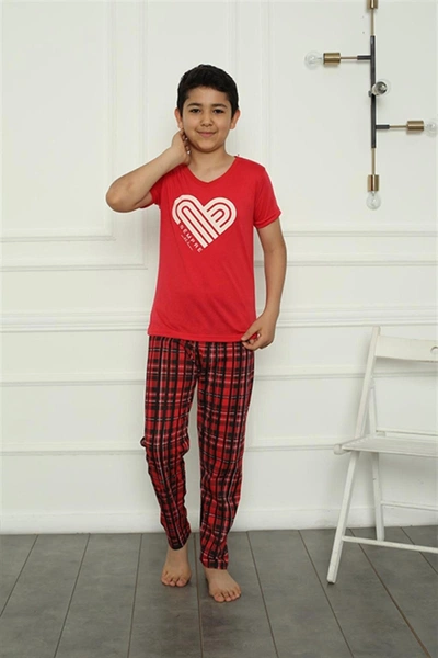 Kalpli Erkek Çocuk Penye Kısa Kollu Pijama Takım Akbeniz 20391