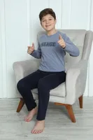 Gri Uzun Kollu Erkek Çocuk Penye Pijama Takım Akbeniz 20411 farklı açı