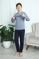 Gri Uzun Kollu Erkek Çocuk Penye Pijama Takım Akbeniz 20411 görsel 4
