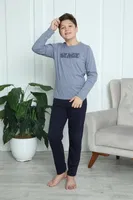 Gri Uzun Kollu Erkek Çocuk Penye Pijama Takım Akbeniz 20411 görsel 6