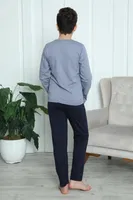 Gri Uzun Kollu Erkek Çocuk Penye Pijama Takım Akbeniz 20411 görsel 7