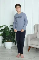 Gri Uzun Kollu Erkek Çocuk Penye Pijama Takım Akbeniz 20411 görsel 10