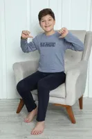 Gri Uzun Kollu Erkek Çocuk Penye Pijama Takım Akbeniz 20411 görsel 11