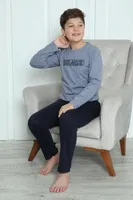 Gri Uzun Kollu Erkek Çocuk Penye Pijama Takım Akbeniz 20411 görsel 12