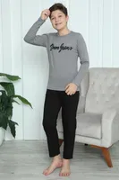 Penye Erkek Çocuk Uzun Kollu Pijama Takım Akbeniz 20416 Füme