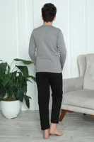 Penye Erkek Çocuk Uzun Kollu Pijama Takım Akbeniz 20416 Füme farklı açı