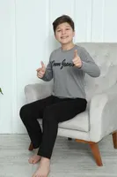 Penye Erkek Çocuk Uzun Kollu Pijama Takım Akbeniz 20416 Füme görsel 9