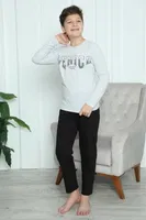 Yuvarlak Yaka Erkek Çocuk Penye Pijama Takım Akbeniz 20417 Gri görsel 8