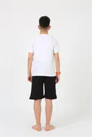 Kısa Kollu Cepli Garson Boy Penye Şortlu Pijama Takımı Akbeniz 20377 Beyaz farklı açı