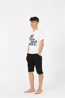 Garson Boy Kısa Kollu Önü Yazılı Penye Şortlu Pijama Takımı Akbeniz 20377 Ekru detay görünüm