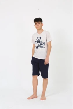 Penye Şortlu Garson Boy Kısa Kollu Erkek Pijama Takımı Akbeniz 20377