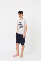Penye Şortlu Garson Boy Kısa Kollu Erkek Pijama Takımı Akbeniz 20377 Krem görsel 4