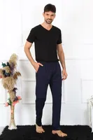 Cepli Erkek Pamuklu Lacivert Tek Alt Pijama Akbeniz 27495 Lacivert detay görünüm