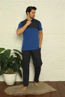 Cepli Düğmeli Yaka 3Llü Erkek Pijama Takım Akbeniz 6823 Saks detay görünüm