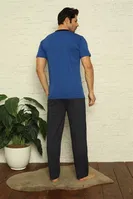 Cepli Düğmeli Yaka 3Llü Erkek Pijama Takım Akbeniz 6823 Saks görsel 5