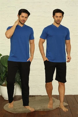 Akbeniz Kısa Kollu V Yaka 3Lü Erkek Pijama Takım Akbeniz 6822