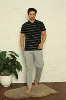 3Lü V Yaka Erkek Pijama Takım Akbeniz 6822 Siyah görsel 4