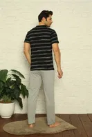 3Lü V Yaka Erkek Pijama Takım Akbeniz 6822 Siyah görsel 5
