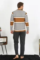Düğmeli Erkek Uzun Kollu Penye Pijama Takım Akbeniz 6845 Sütlü Kahve farklı açı