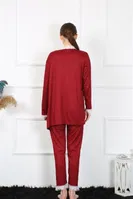3Lü Bordo Kadın Pijama Sabahlık Takım Akbeniz 16108 Bordo görsel 6