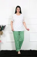 Battal Beden Kısa Kollu Kadın Pijama Takım Akbeniz 75001 Beyaz farklı açı