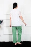 Battal Beden Kısa Kollu Kadın Pijama Takım Akbeniz 75001 Beyaz görsel 4