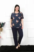 Yuvarlak Yaka Kısa Kollu Battal Beden Pijama Takım Akbeniz 75005 Lacivert farklı açı