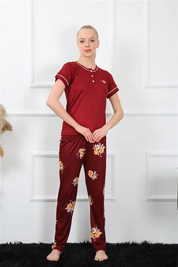 Akbeniz Çiçek Desenli Kısa Kollu Pijama Takımı Akbeniz 20388 - Alternatif Görünüm
