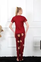 Çiçek Desenli Kısa Kollu Pijama Takımı Akbeniz 20388 Bordo görsel 4