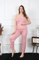 İnce Askılı Büyük Beden Kadın Pijama Takım Akbeniz 202195 Pudra farklı açı
