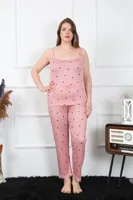 Kalpli Büyük Beden İp Askılı Kadın Pijama Takım Akbeniz 202196 Somon farklı açı