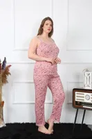 Yıldızlı Büyük Beden İp Askılı Kadın Pijama Takım Akbeniz 202198 Somon