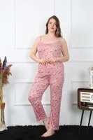 Yıldızlı Büyük Beden İp Askılı Kadın Pijama Takım Akbeniz 202198 Somon farklı açı