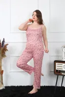 Yıldızlı Büyük Beden İp Askılı Kadın Pijama Takım Akbeniz 202198 Somon görsel 4