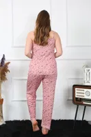 Yıldızlı Büyük Beden İp Askılı Kadın Pijama Takım Akbeniz 202198 Somon görsel 5