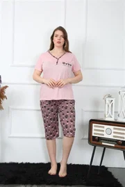 Büyük Beden Cepli Kapri Kadın Pijama Takım Akbeniz 202202