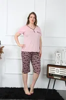 Büyük Beden Cepli Kapri Kadın Pijama Takım Akbeniz 202202 Pembe detay görünüm