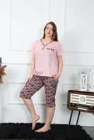 Büyük Beden Cepli Kapri Kadın Pijama Takım Akbeniz 202202 Pembe görsel 5