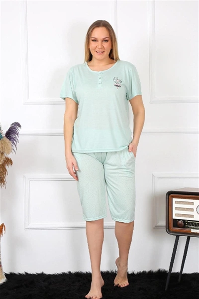 Kapri Büyük Beden Yeşil Kadın Pijama Takım Akbeniz 202193