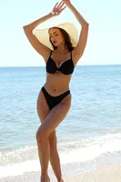 Akbeniz Kadın Destekli Fiyonklu Bikini 35003 Siyah detay görünüm