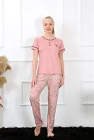 Düğmeli Kısa Kollu Kadın Pijama Takımı Akbeniz 20388 Gül Kurusu