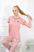 Düğmeli Kısa Kollu Kadın Pijama Takımı Akbeniz 20388 Gül Kurusu detay görünüm