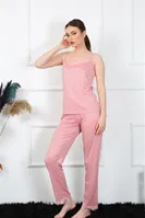 İnce Askılı Somon Kadın Pijama Takımı Akbeniz 4136 Somon detay görünüm