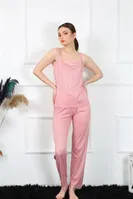 İnce Askılı Somon Kadın Pijama Takımı Akbeniz 4136 Somon farklı açı