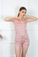 İp Askılı Desenli Şortlu Kadın Pijama Takım Akbeniz 3598 Somon detay görünüm