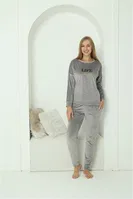 Uzun Kollu Kadın Kadife Gri Pijama Takım Akbeniz 20624 Gri farklı açı