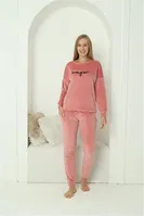 Kadife Pembe Uzun Kollu Kadın Pijama Takım Akbeniz 20624 Pembe farklı açı